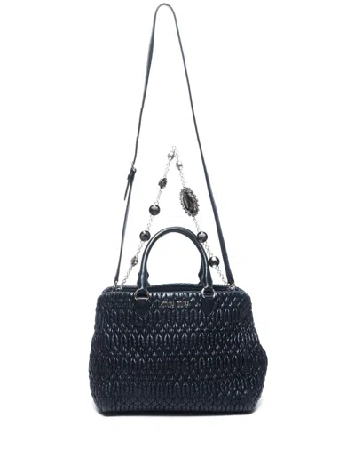 Pre-owned Miu Miu 2000s Matelassé Shoulder Bag In Black