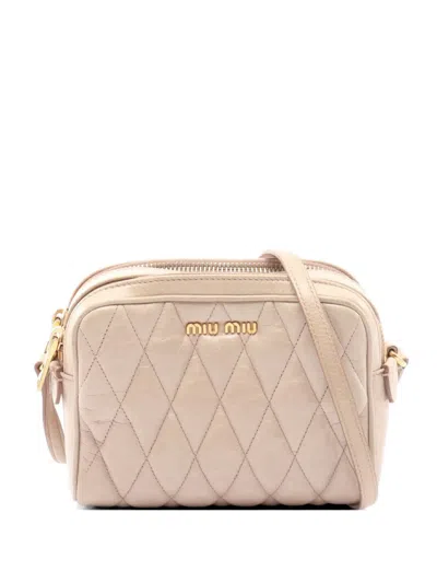 Pre-owned Miu Miu 2000s Matelassé Shoulder Bag In Neutral