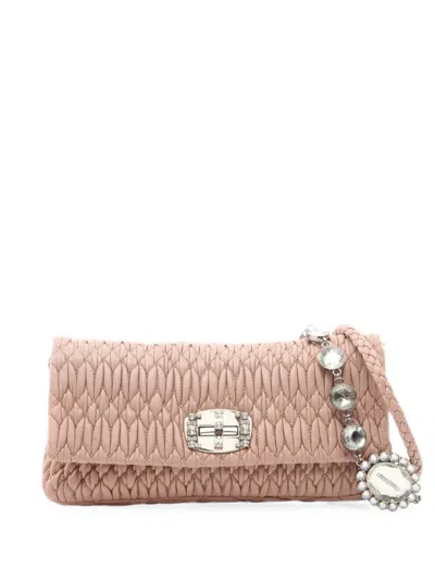 Pre-owned Miu Miu 2000s Matelassé Shoulder Bag In Pink