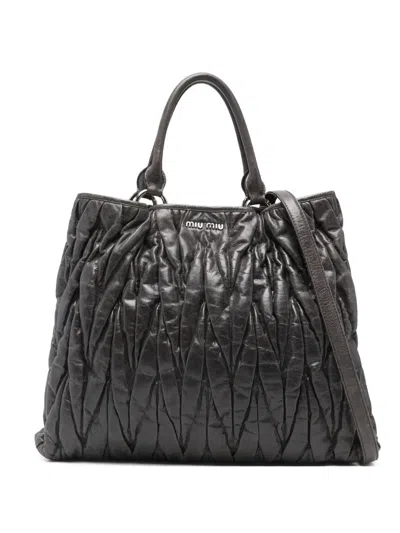 Pre-owned Miu Miu 2000s Matelassé Tote Bag In Brown