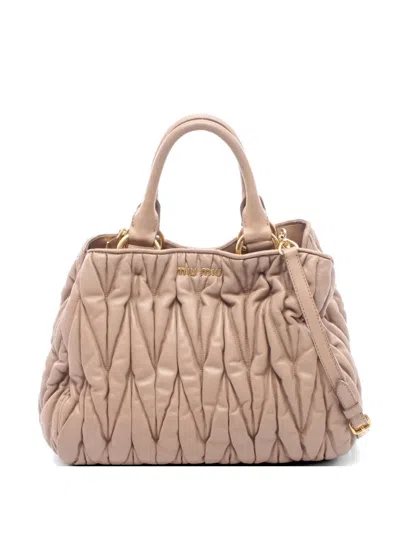 Pre-owned Miu Miu 2000s Matelassé Tote Bag In Neutral