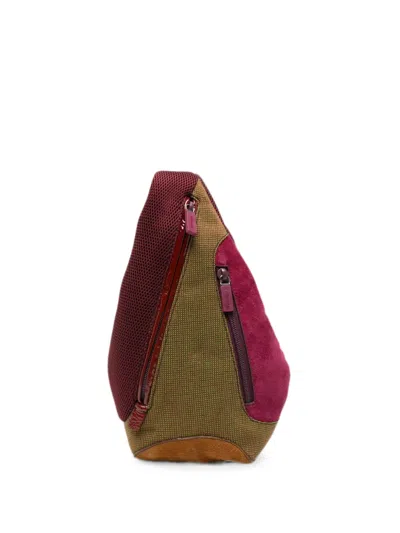 Pre-owned Miu Miu 2000s Mesh-panelled Crossbody Bag In Red