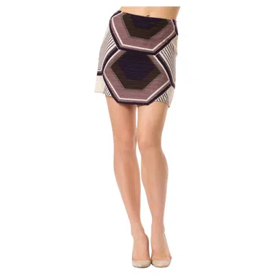 Pre-owned Miu Miu 2000s  Purple & Ivory Cotton Barkcloth Mini Skirt In White