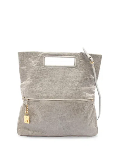 Pre-owned Miu Miu 2000s Nappa Charm Handbag In Gray
