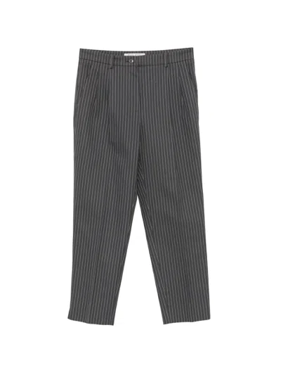 Pre-owned Miu Miu 2000s Pinstripe-pattern Trousers In Gray