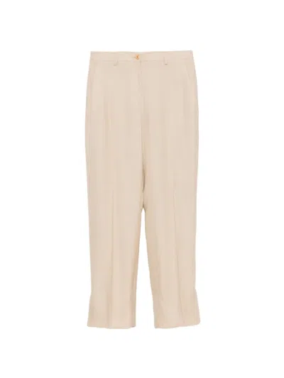 Pre-owned Miu Miu 2000s Pressed-crease Trousers In 中性色
