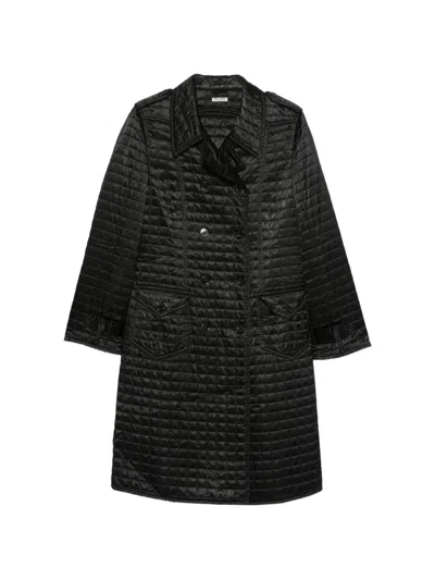 Pre-owned Miu Miu 2000s Quilted Double-breasted Coat In Black