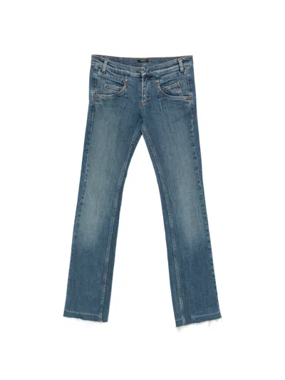 Pre-owned Miu Miu 2000s Raw-hem Jeans In 蓝色