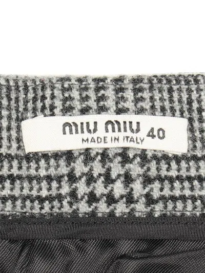 Pre-owned Miu Miu 2000s Rhinestone-embellished Mini Skirt In Gray