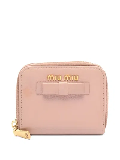 Pre-owned Miu Miu 2000s Ribbon Zip Wallet In Pink