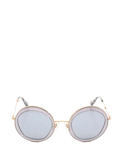 Pre-owned Miu Miu 2000s Round-frame Sunglasses In Gray