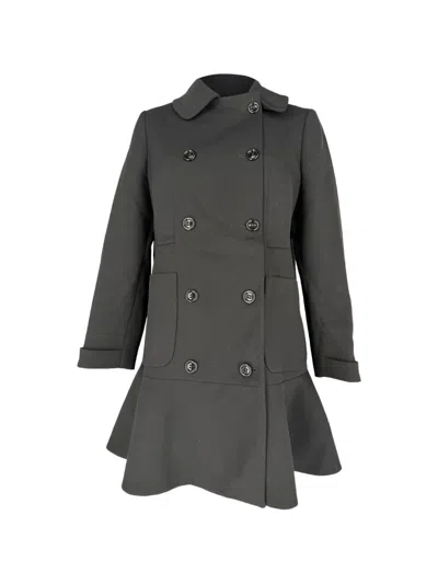 Pre-owned Miu Miu 2006 Double-breasted Ruffle Coat In Black