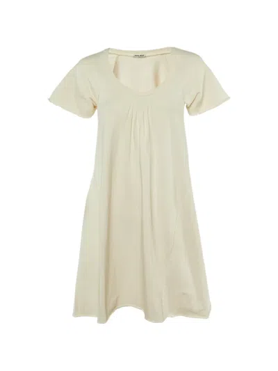 Pre-owned Miu Miu 2007 Pleated T-shirt Dress In Neutral