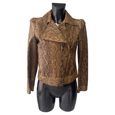 Pre-owned Miu Miu 2008 Numbered Biker Jacket In Genuine Python - Rare Edition In Black