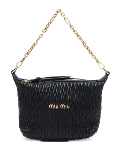 Pre-owned Miu Miu 2010-2020 Matelasse Shoulder Bag In Black