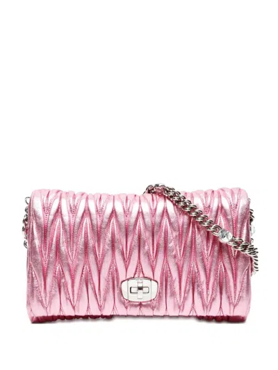 Pre-owned Miu Miu 2010-2020s Matelassé Leather Shoulder Bag In Pink