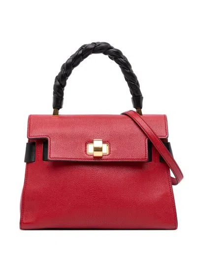 Pre-owned Miu Miu 2010-2024 Bicolor Goatskin Madras Click Top Handle Bag Satchel