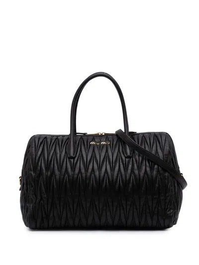Pre-owned Miu Miu 2010-2024 Matelasse Nappa Zip Satchel