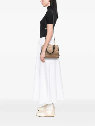 Pre-owned Miu Miu 2010-2025 Bicolor Goatskin Madras Satchel In Brown