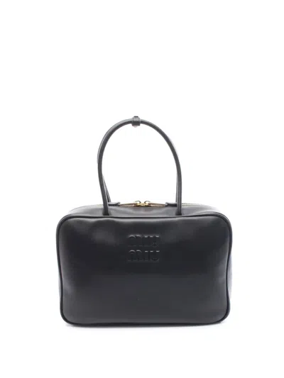 Pre-owned Miu Miu 2010-2025 Calfksin Beau Top Handle Handbag In Black