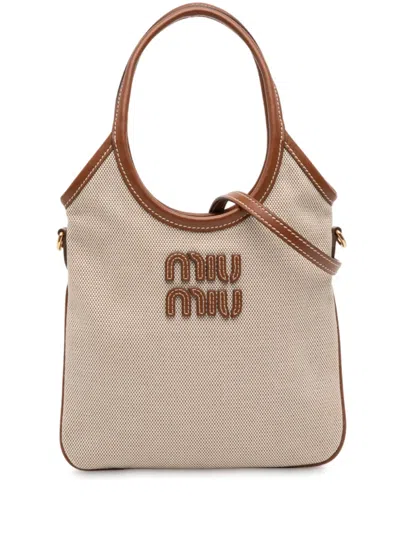 Pre-owned Miu Miu 2010-2025 Canvas Ivy Satchel In Brown