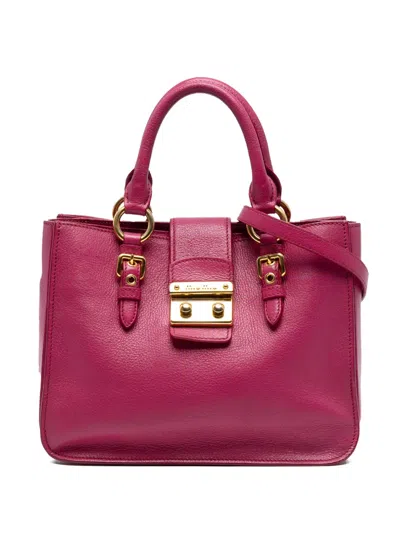 Pre-owned Miu Miu 2010-2025 Goatskin Madras Satchel In Pink