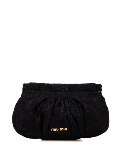 Pre-owned Miu Miu 2010-2025 Lace Frame Clutch Bag In Black