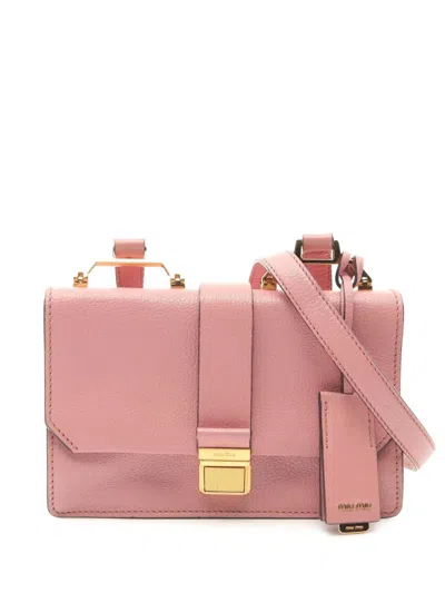 Pre-owned Miu Miu 2010-2025 Leather Madras Crossbody Bag In Pink