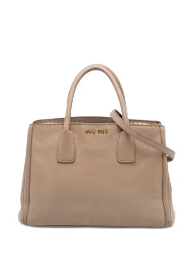 Pre-owned Miu Miu 2010-2025 Leather Satchel In Brown