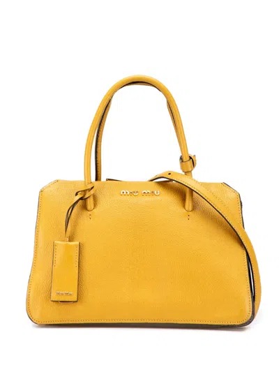 Pre-owned Miu Miu 2010-2025 Leather Satchel In Yellow