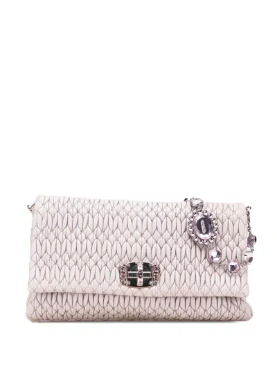 Pre-owned Miu Miu 2010-2025 Matelasse Nappa Crystal Chain Satchel