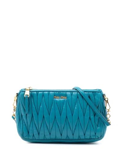 Pre-owned Miu Miu 2010-2025 Matelasse Nappa Shoulder Bag In Blue