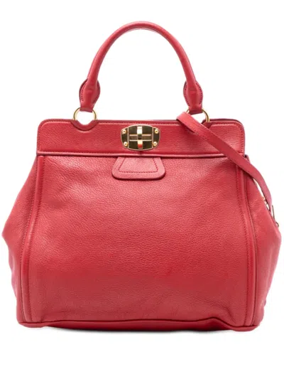 Pre-owned Miu Miu 2010-2025 Nappa Turn Lock Frame Top Handle Bag Satchel In Red