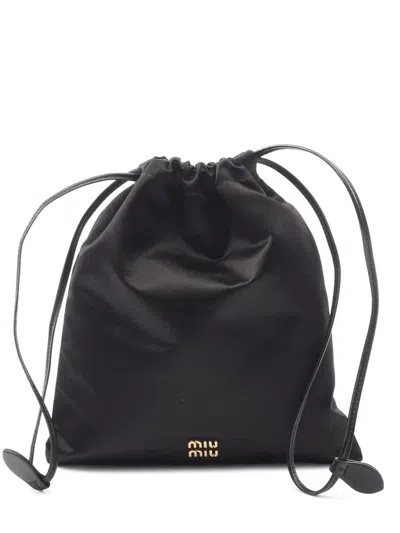 Pre-owned Miu Miu 2010-2025 Nylon Duchesse Pouch In Black