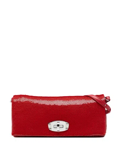 Pre-owned Miu Miu 2010-2025 Sequin Embellished Shoulder Bag In Red