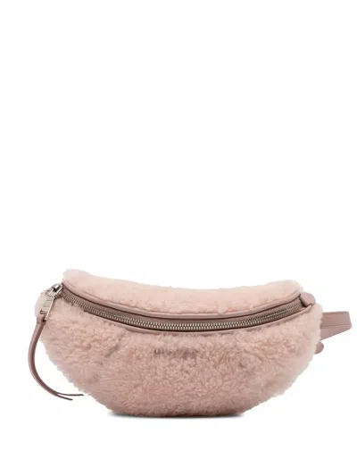 Pre-owned Miu Miu 2010-2025 Shearling Convertible Belt Bag In Pink
