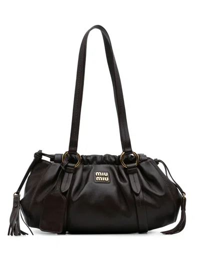 Pre-owned Miu Miu 2010-2025 Small Nappa Joie Shoulder Bag In Brown