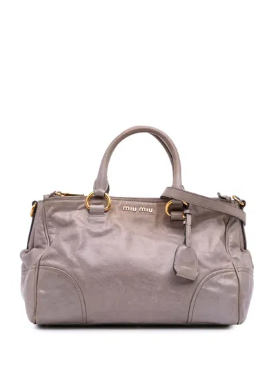 Pre-owned Miu Miu 2010-2025 Vitello Shine Satchel In Brown