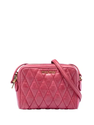 Pre-owned Miu Miu 2010-2026 Matelasse Nappa Camera Crossbody Bag In Pink