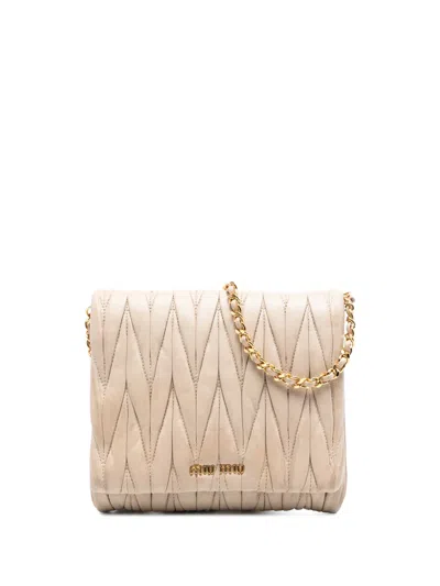 Pre-owned Miu Miu 2010-2026 Matelasse Nappa Crossbody Bag In Brown