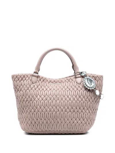 Pre-owned Miu Miu 2010-2026 Matelasse Nappa Crystal Satchel In Pink