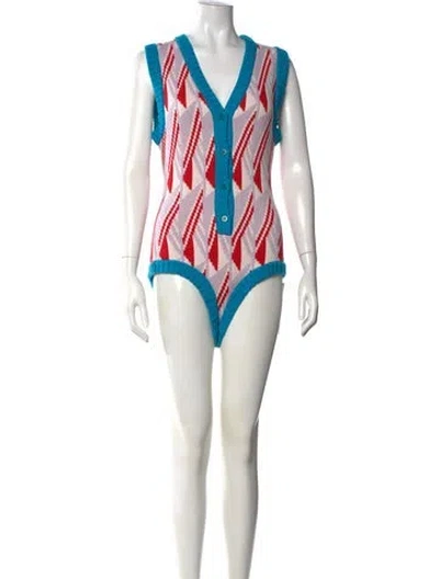 Pre-owned Miu Miu 2010's Graphic Print Sweater In Blue
