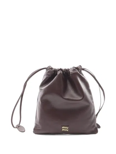 Pre-owned Miu Miu 2010 Logo-patch Pounch In Brown