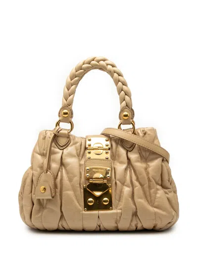 Pre-owned Miu Miu 2010 Matelasse Lambskin Satchel In Brown