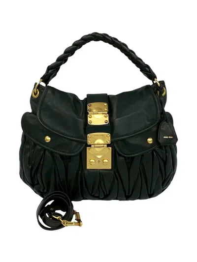 Pre-owned Miu Miu 2010 Matelasse Nappa Coffer Satchel In Black