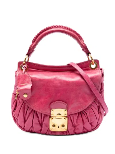 Pre-owned Miu Miu 2010 Matelasse Nappa Coffer Satchel In Pink