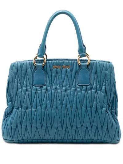 Pre-owned Miu Miu 2010 Matelasse Nappa Satchel In Blue
