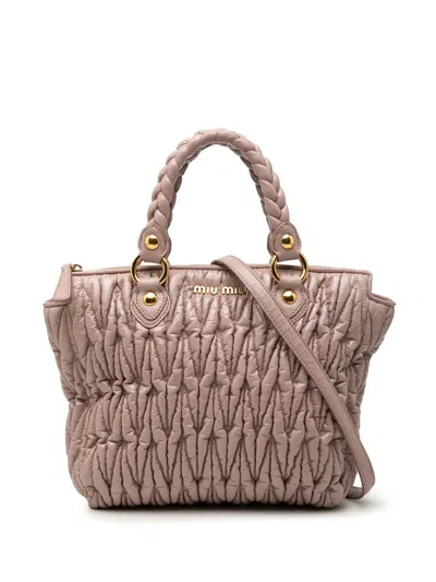 Pre-owned Miu Miu 2010 Matelasse Patent Satchel In Pink