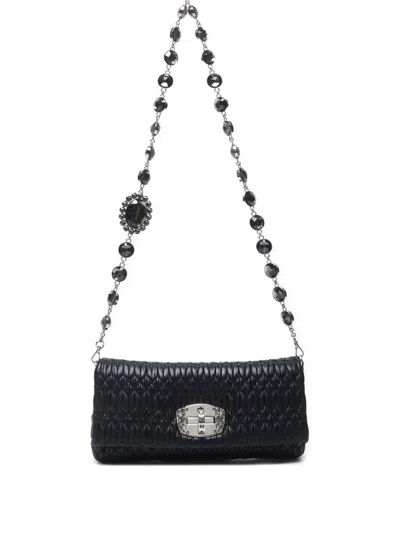 Pre-owned Miu Miu 2010 Matelassé Shoulder Bag In Black