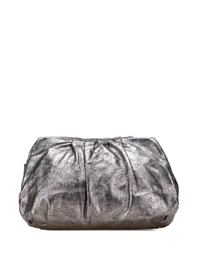 Pre-owned Miu Miu 2010 Metallic Nappa Clutch Bag In Silver